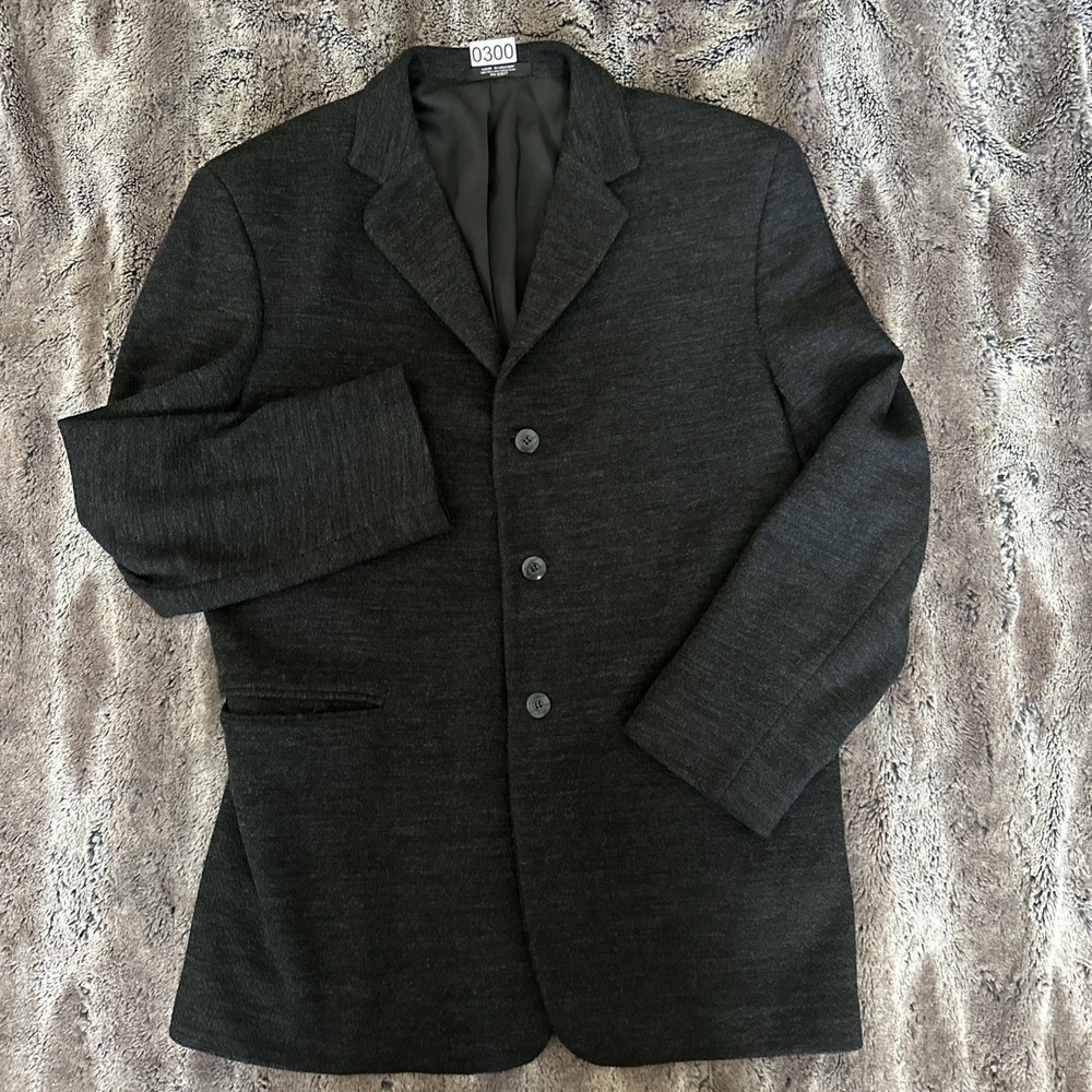 J. Ferrar Men's Wool Blazer Coat Sport Jacket Charcoal Black 3 Button Knit 40R
